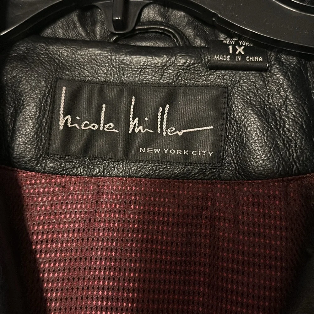 Nicole Miller New York  Black Leather Jacket EUC 1X - Picture 4 of 8